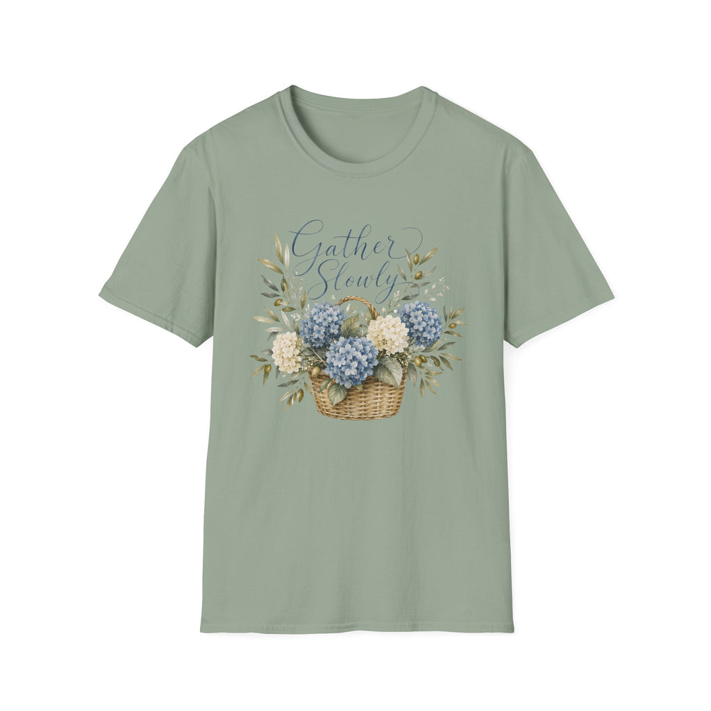 Gather Slowly Hydrangea Basket T-Shirt