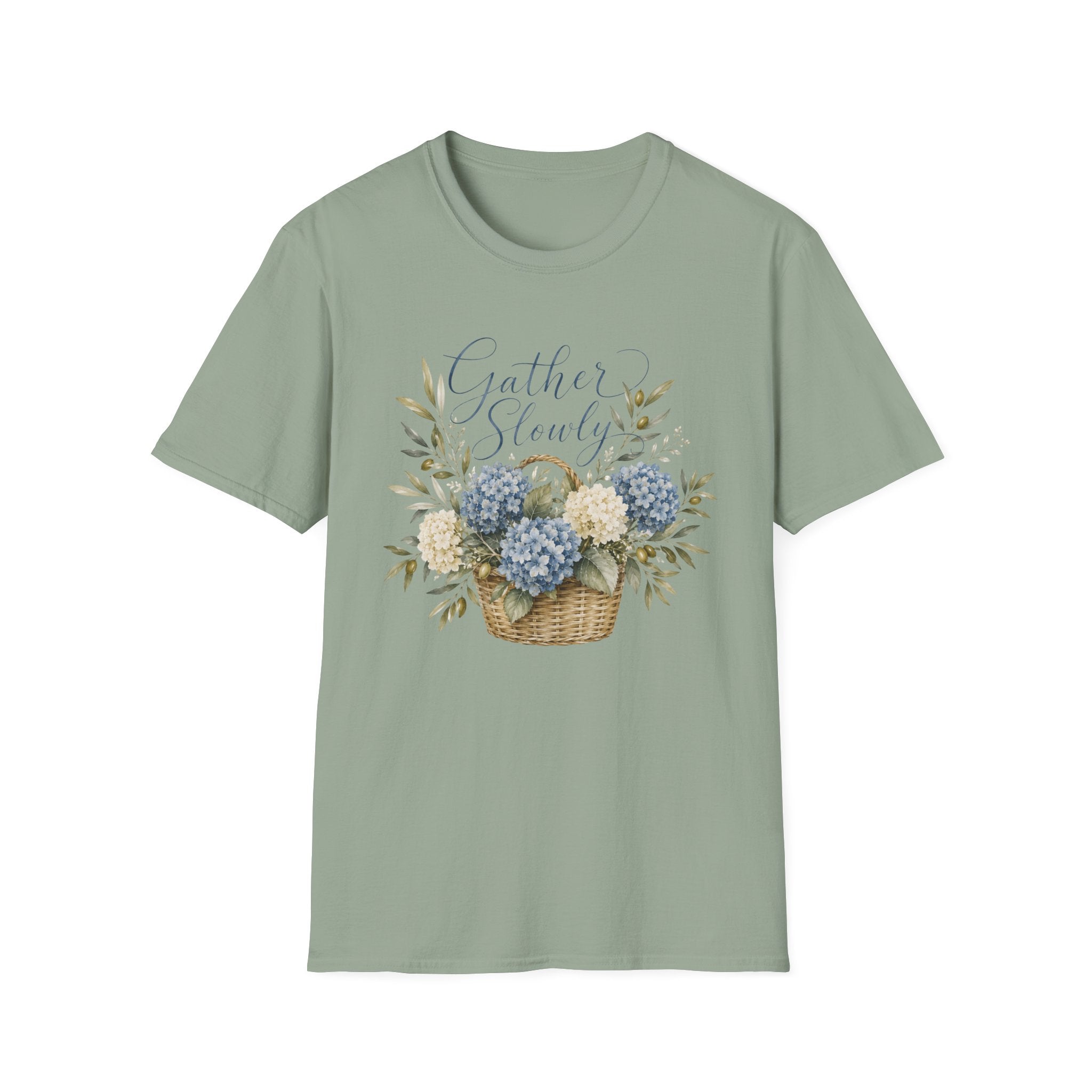 Gather Slowly Hydrangea Basket T-Shirt