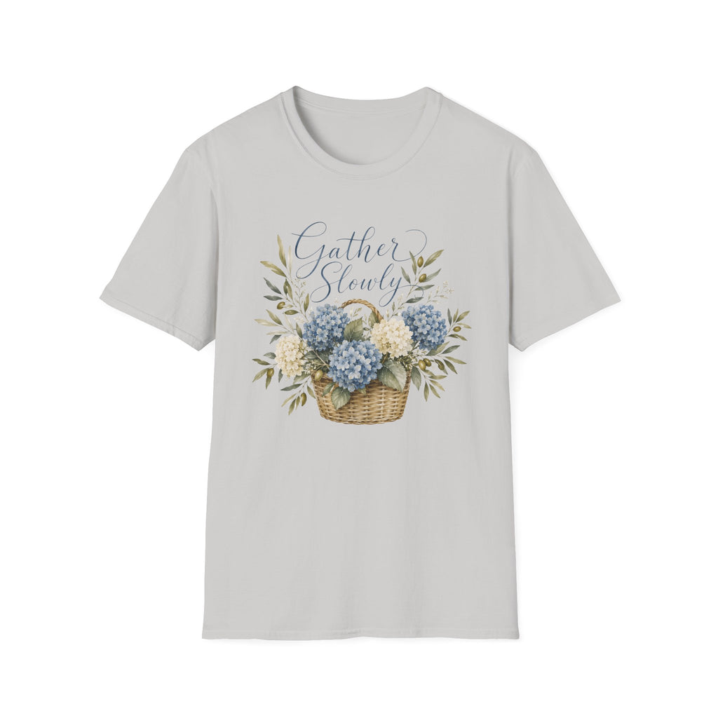 Gather Slowly Hydrangea Basket T-Shirt