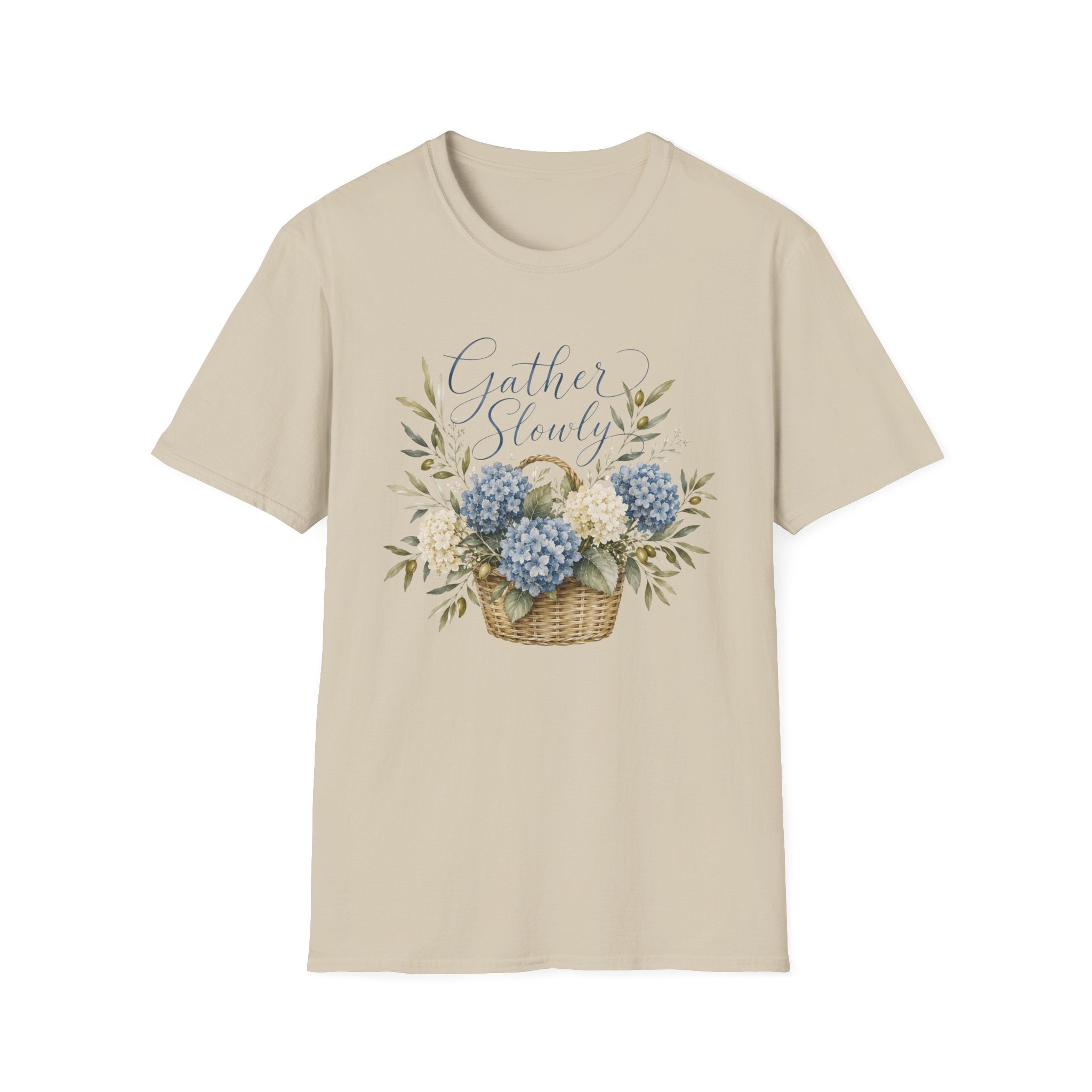 Gather Slowly Hydrangea Basket T-Shirt
