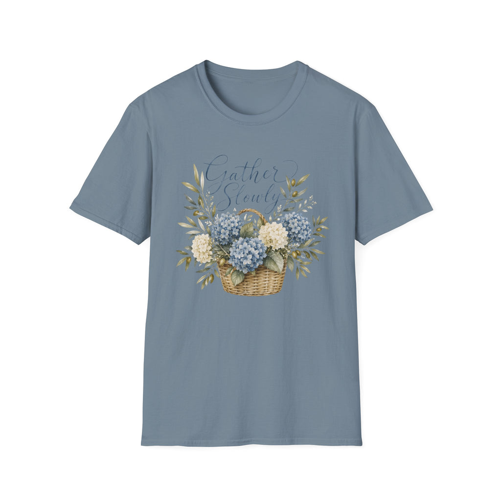 Gather Slowly Hydrangea Basket T-Shirt