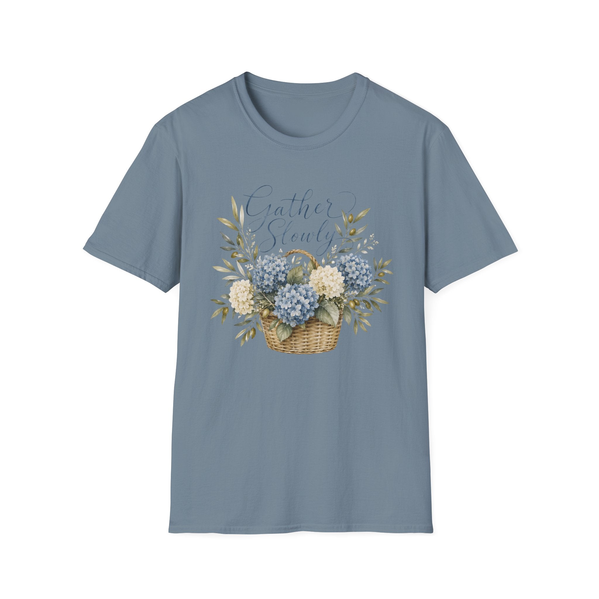 Gather Slowly Hydrangea Basket T-Shirt