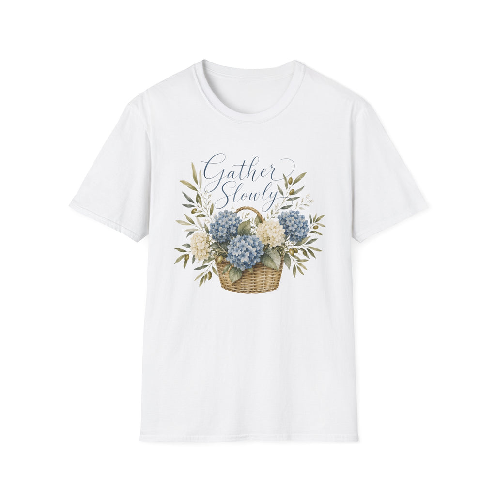 Gather Slowly Hydrangea Basket T-Shirt