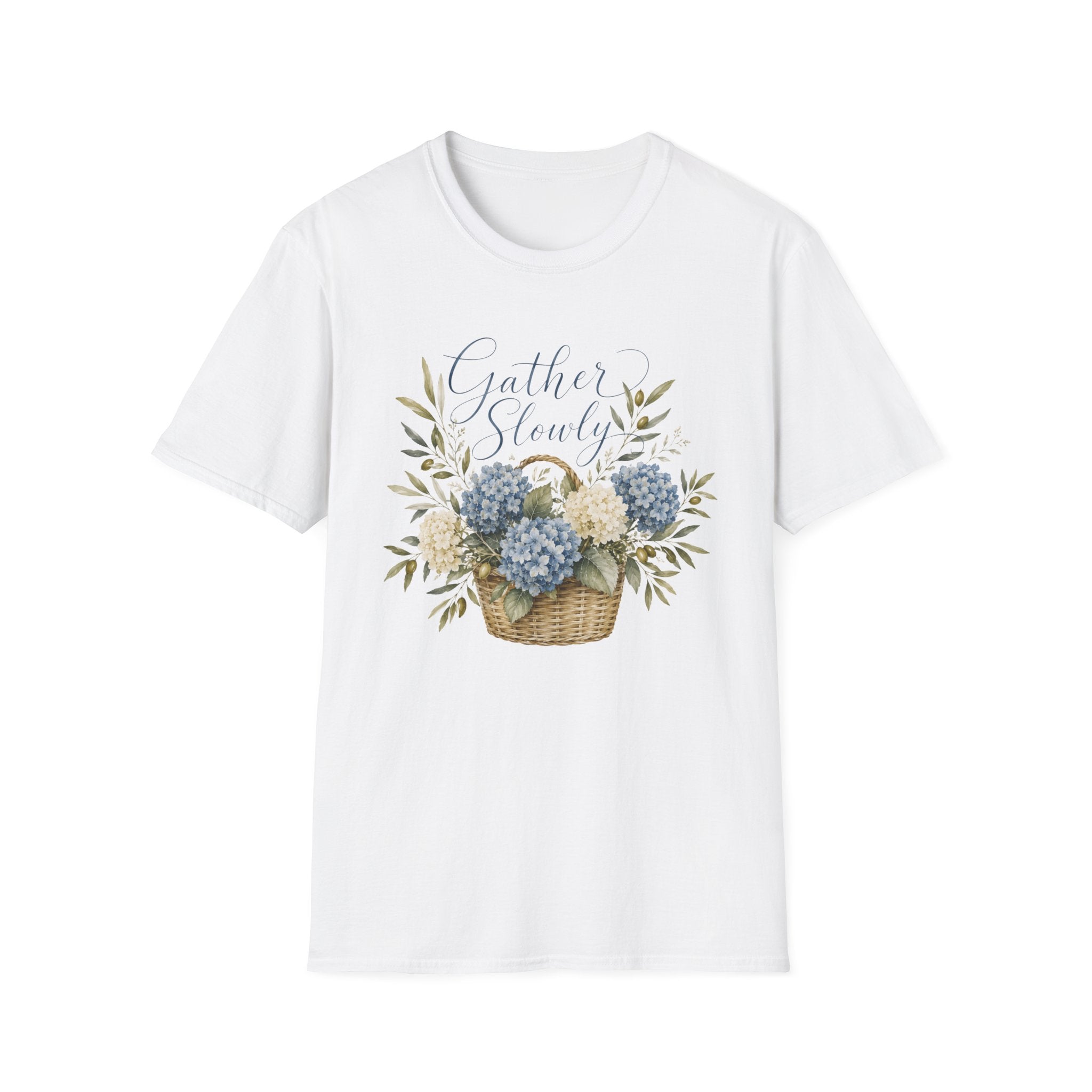 Gather Slowly Hydrangea Basket T-Shirt