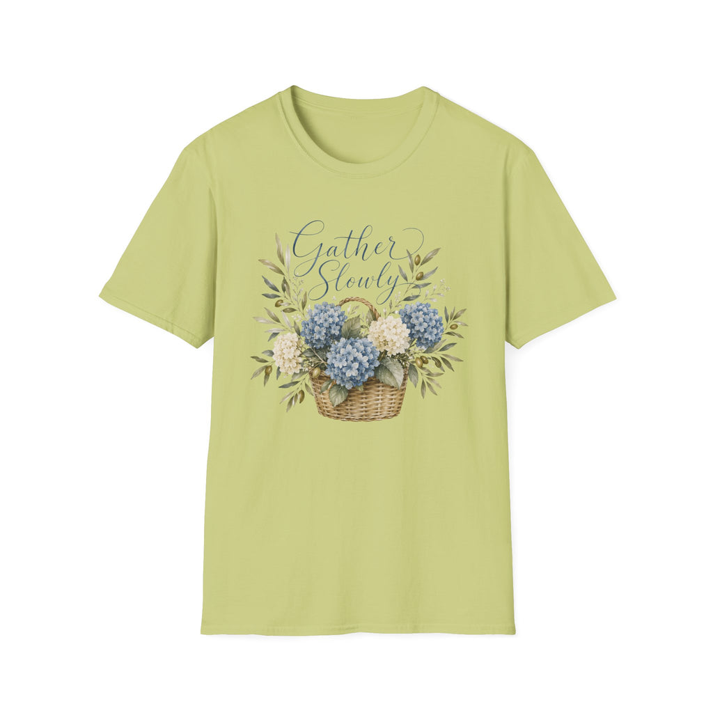 Gather Slowly Hydrangea Basket T-Shirt
