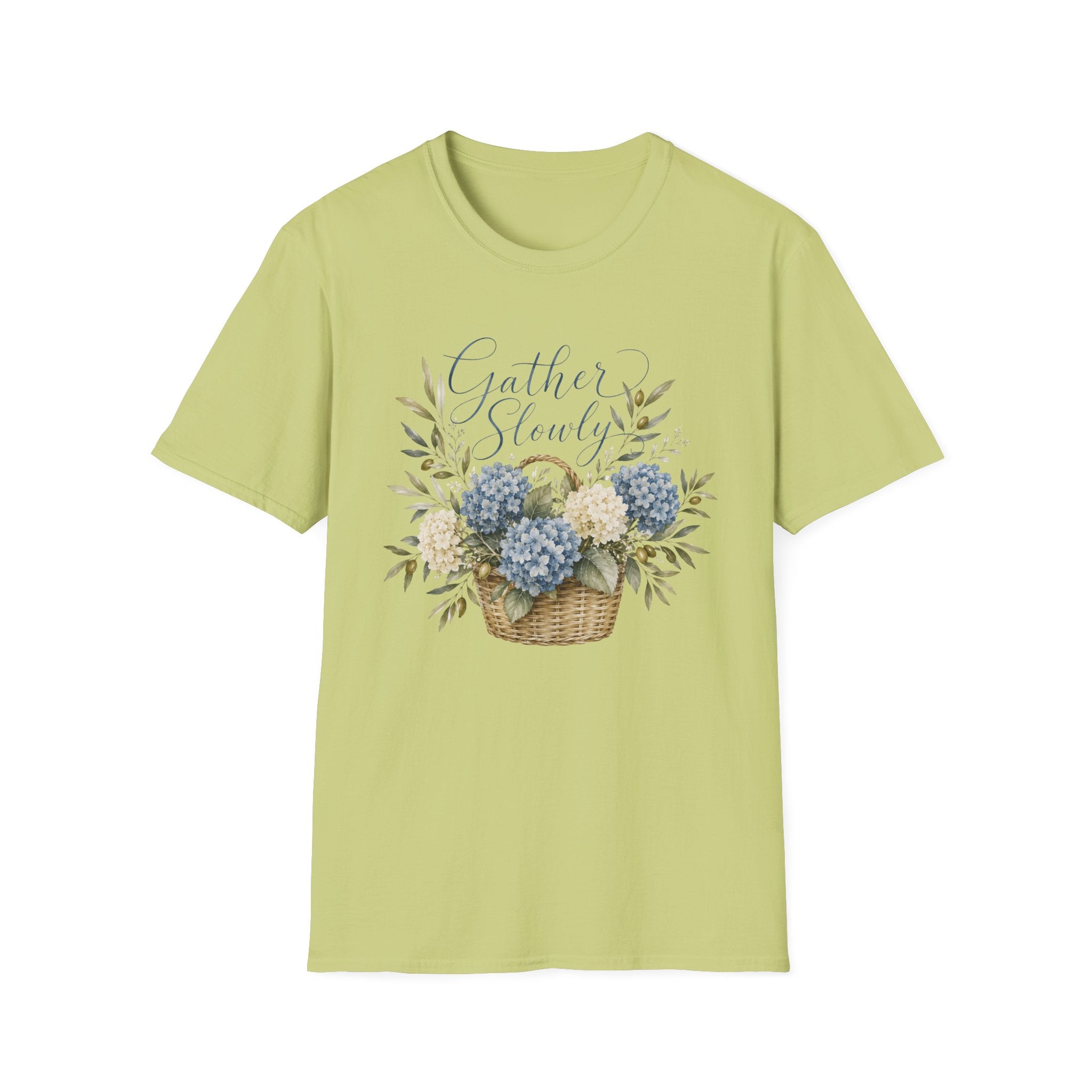 Gather Slowly Hydrangea Basket T-Shirt